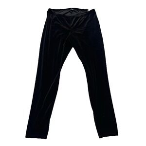 EILEEN FISHER Black Stretch Velvet Knit Leggings Ankle Length Slim Fit SZ L